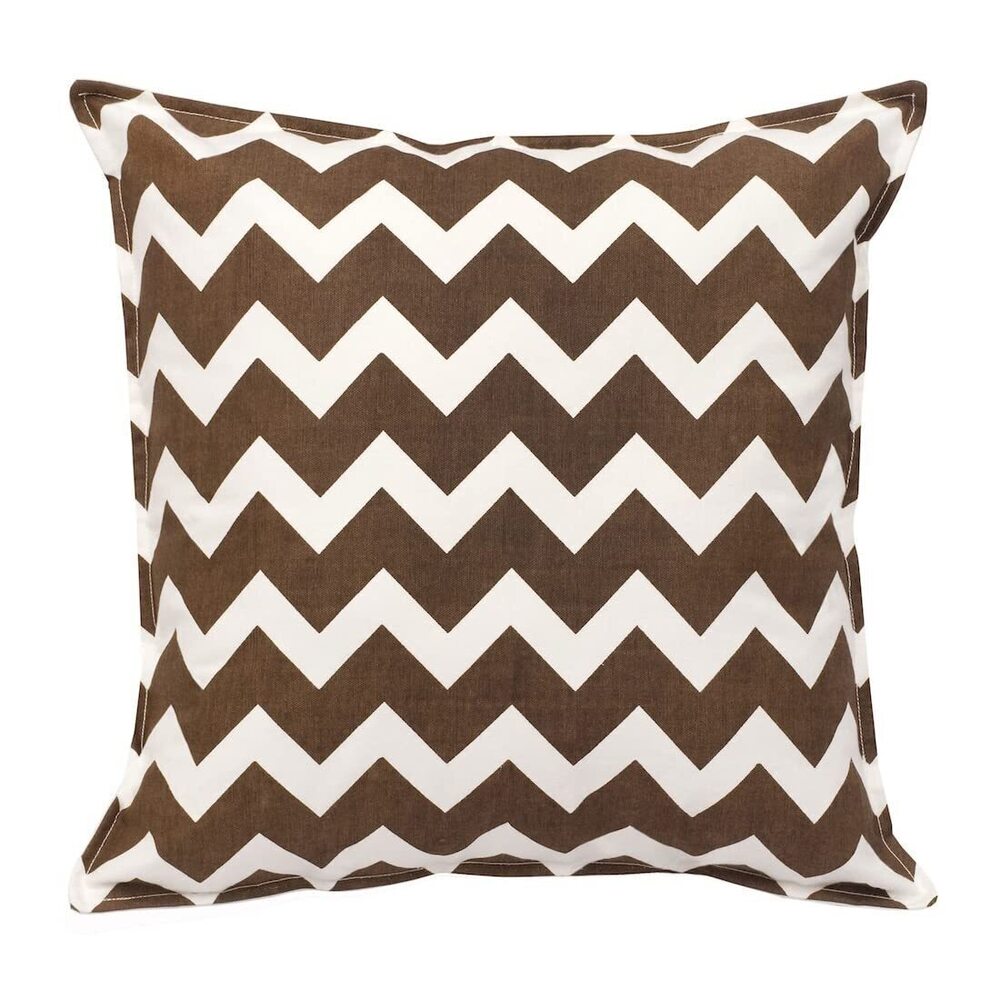 9418 20 in. Square Cotton Decorative Throw Pillow, 20"x20", Brown Chevron